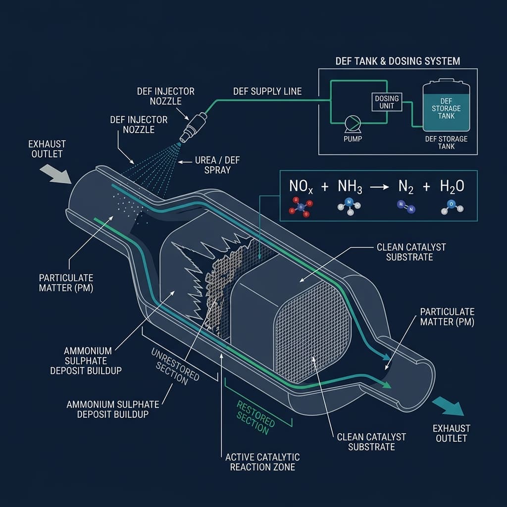 SCR catalyst being professionally cleaned and inspected